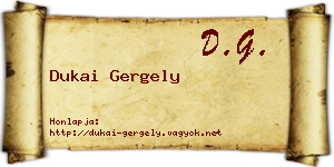 Dukai Gergely névjegykártya